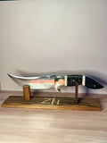 80CrV2 Trailing Point Skinner — Black Palm & White/Gold